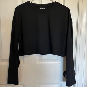 SHEIN SIZE LARGE CROPPED BLACK LONG SLEEVE TOP